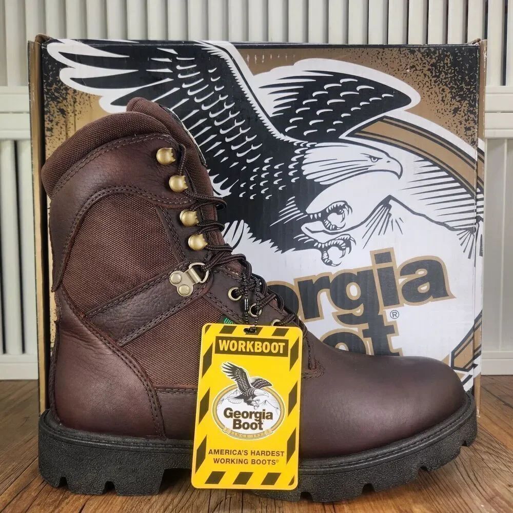 Georgia Boot G108 8" Homeland Mens 8.5 Wide Brown Leather Waterproof Work Boots